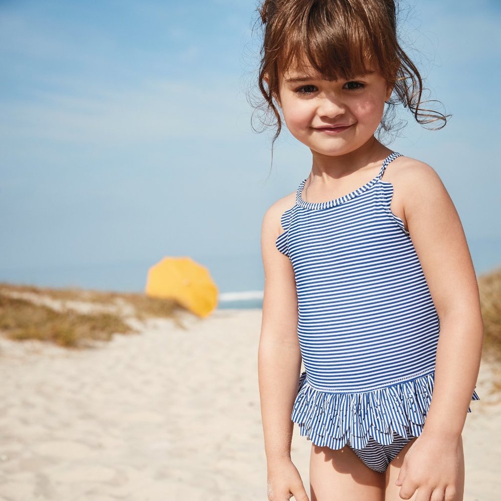 next - NWT - Navy/White Skirted Swimsuit 12-18m